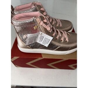 BILLY Footwear Kids Classic Lace High Rose Gold Unicorn 7 Medium Glitter Girls